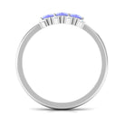 Rosec Jewels-Oval Cut Tanzanite Three Stone Ring with Diamond