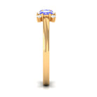 Rosec Jewels-Oval Cut Tanzanite Three Stone Ring with Diamond