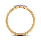 Rosec Jewels-Oval Cut Tanzanite Three Stone Ring with Diamond