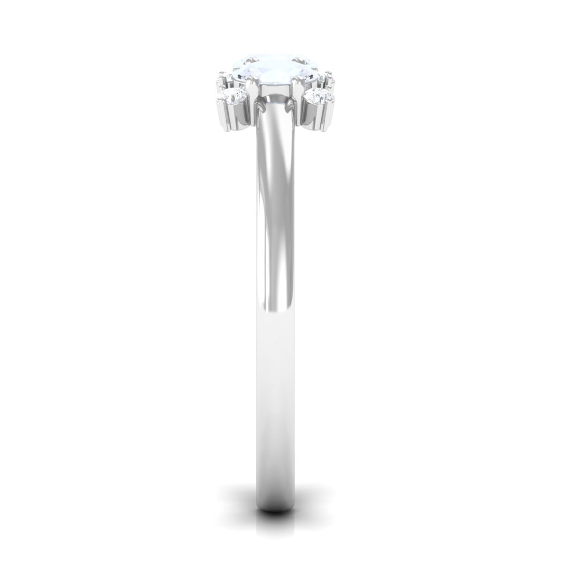 1 CT Oval Cut Moonstone Three Stone Ring with Diamond AAA - Rosec Jewels