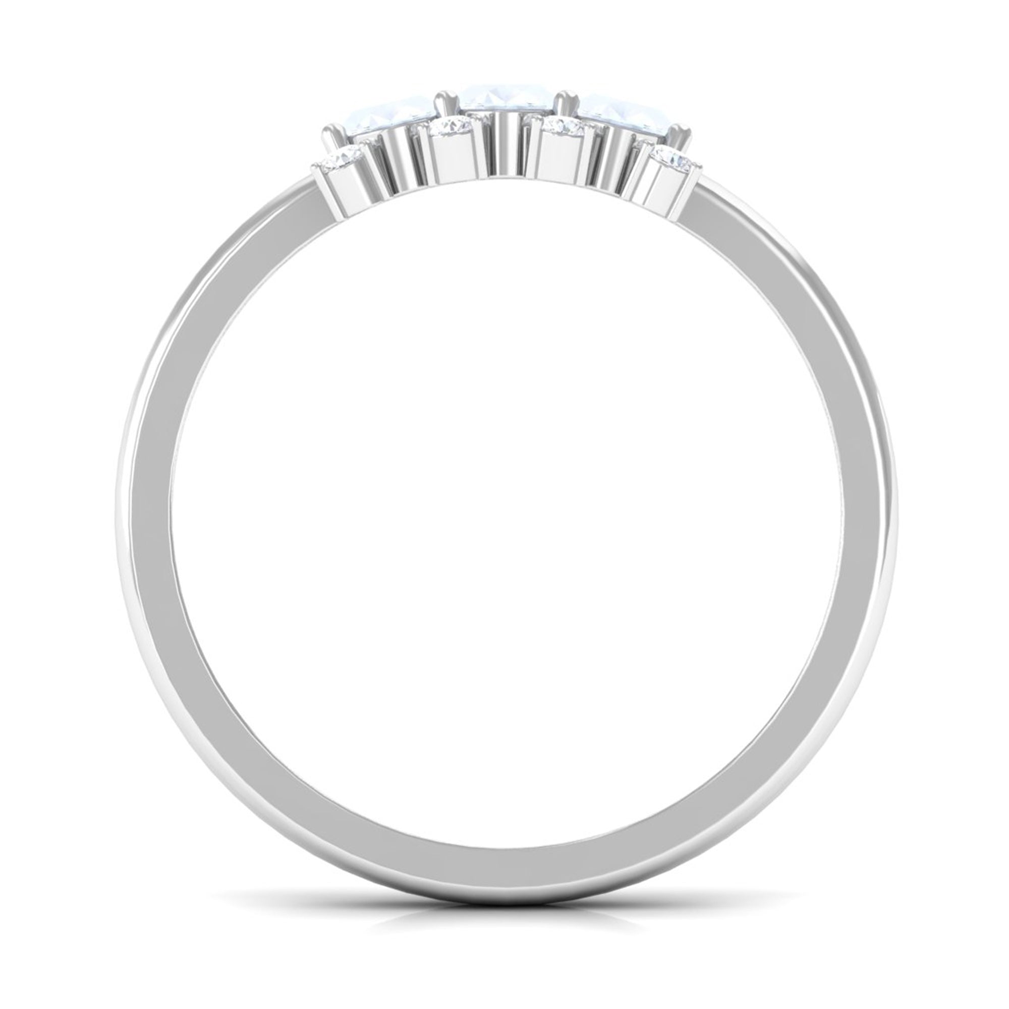 1 CT Oval Cut Moonstone Three Stone Ring with Diamond AAA - Rosec Jewels