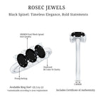 Rosec Jewels-Natural Oval Black Spinel 3 Stone Engagement Ring with Diamond