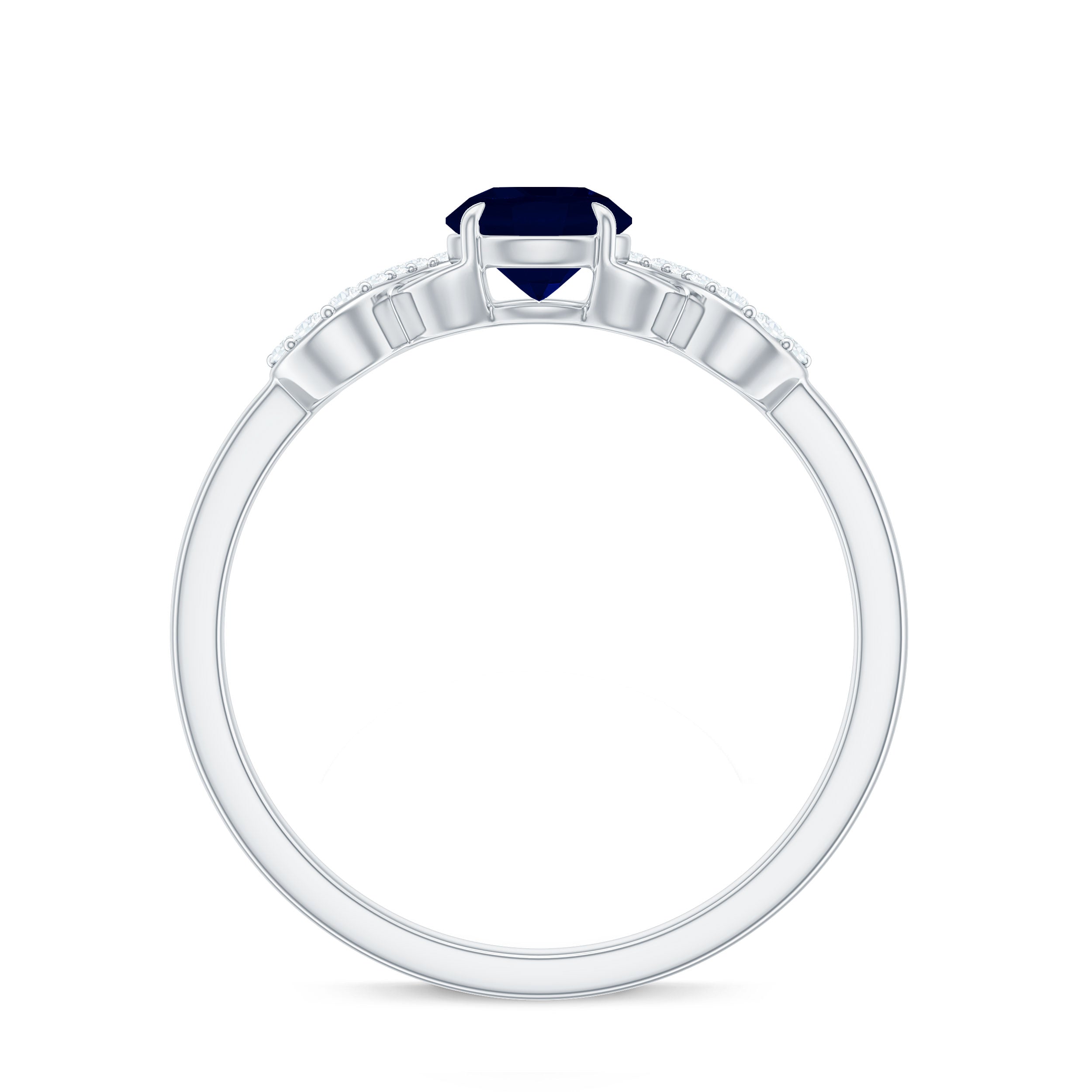 Real 0.9 Carat Blue Sapphire Infinity Promise Ring with Diamond AAA - Rosec Jewels