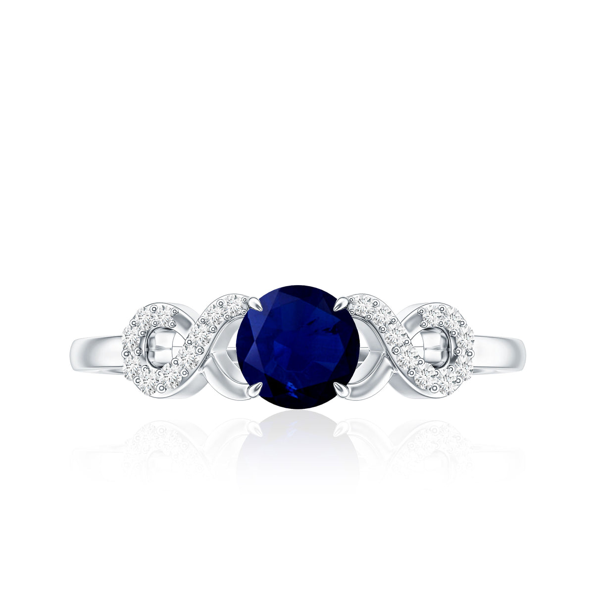 Real 0.9 Carat Blue Sapphire Infinity Promise Ring with Diamond AAA - Rosec Jewels