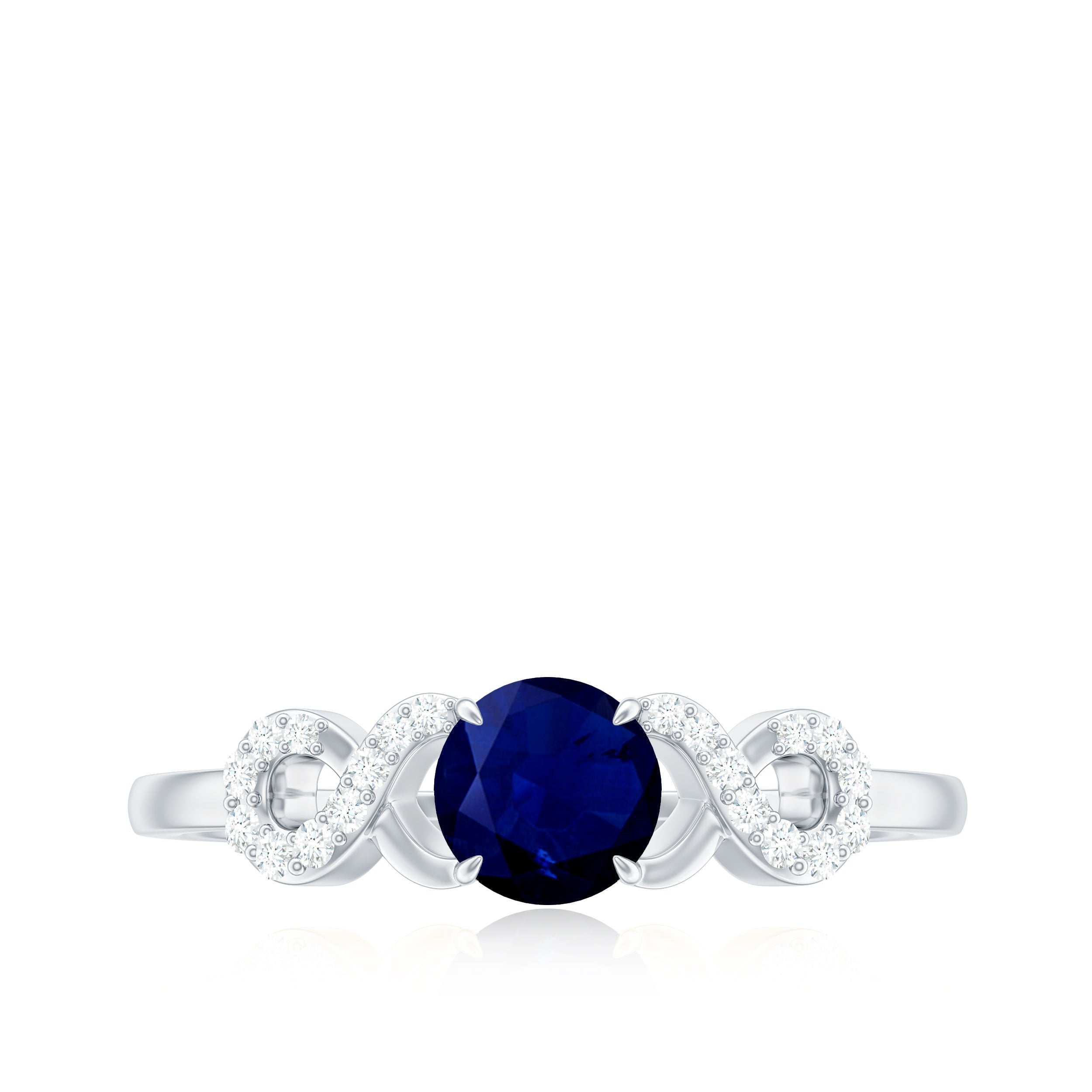 Real 0.9 Carat Blue Sapphire Infinity Promise Ring with Diamond AAA - Rosec Jewels