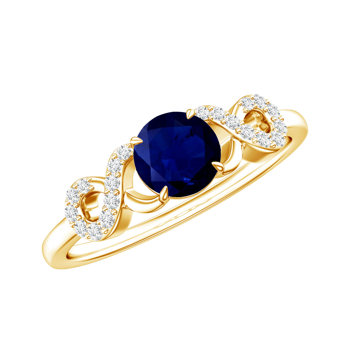 Real 0.9 Carat Blue Sapphire Infinity Promise Ring with Diamond AAA - Rosec Jewels