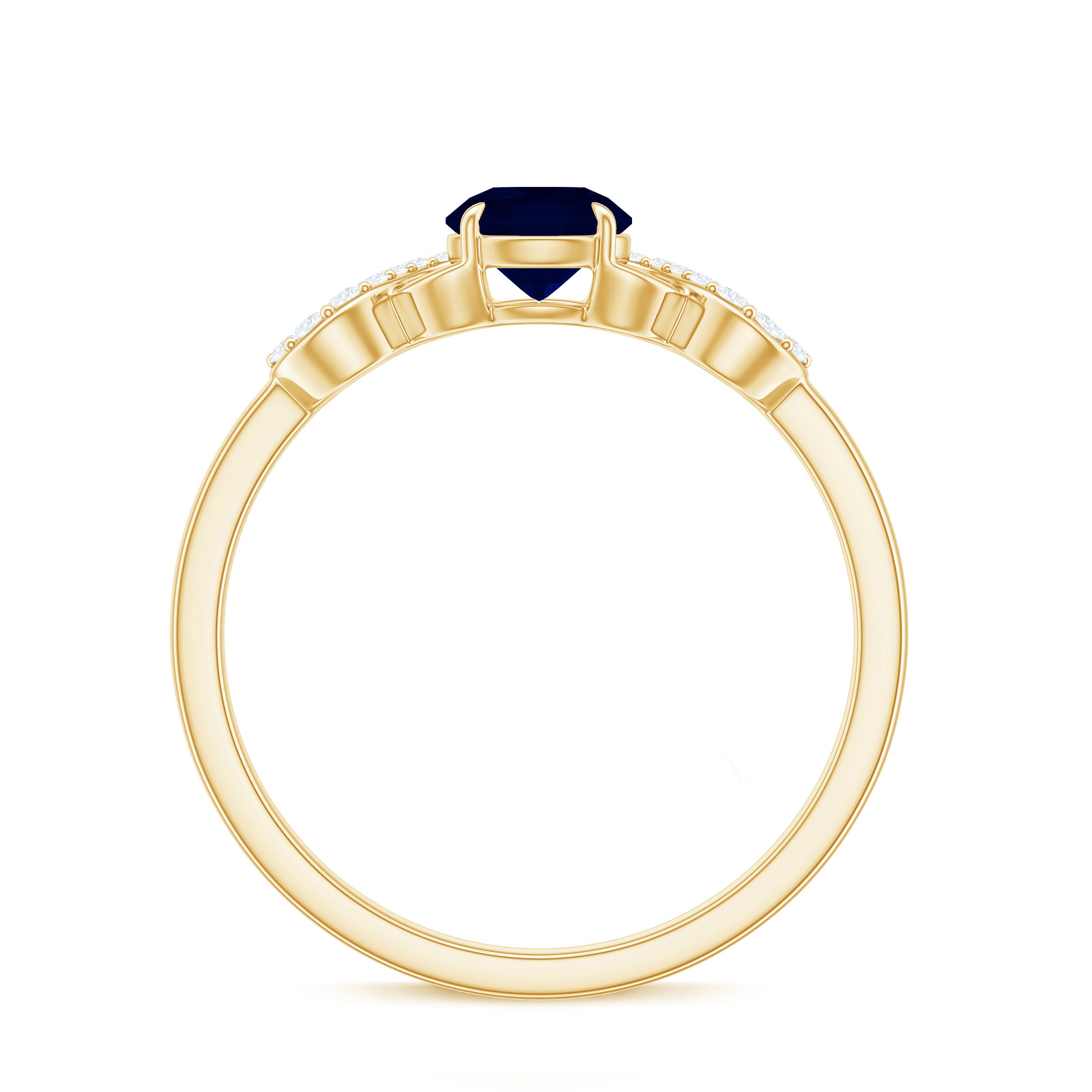 Real 0.9 Carat Blue Sapphire Infinity Promise Ring with Diamond AAA - Rosec Jewels