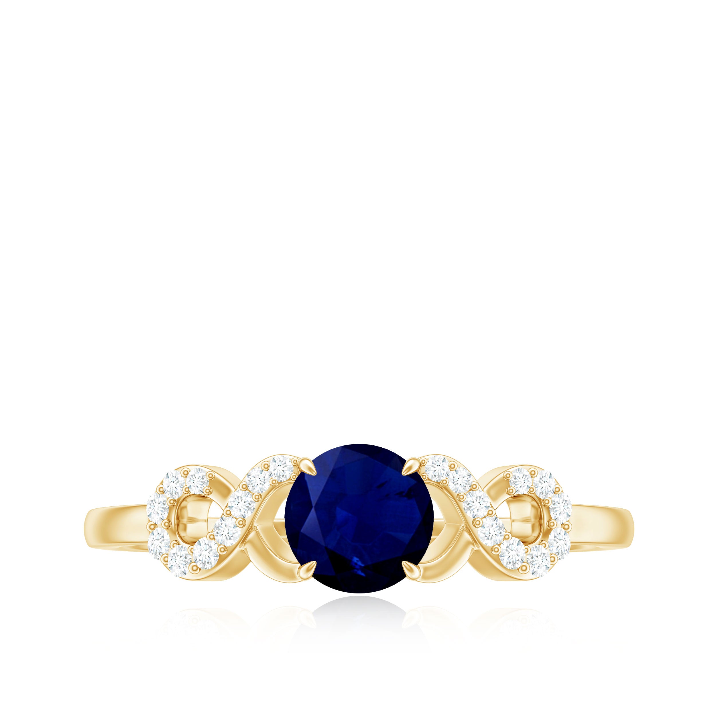 Real 0.9 Carat Blue Sapphire Infinity Promise Ring with Diamond AAA - Rosec Jewels