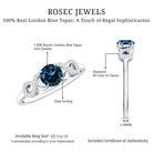 0.6 Carat Round London Blue Topaz Engagement Ring with Criss Cross Diamond AAA - Rosec Jewels