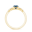 0.6 Carat Round London Blue Topaz Engagement Ring with Criss Cross Diamond AAA - Rosec Jewels