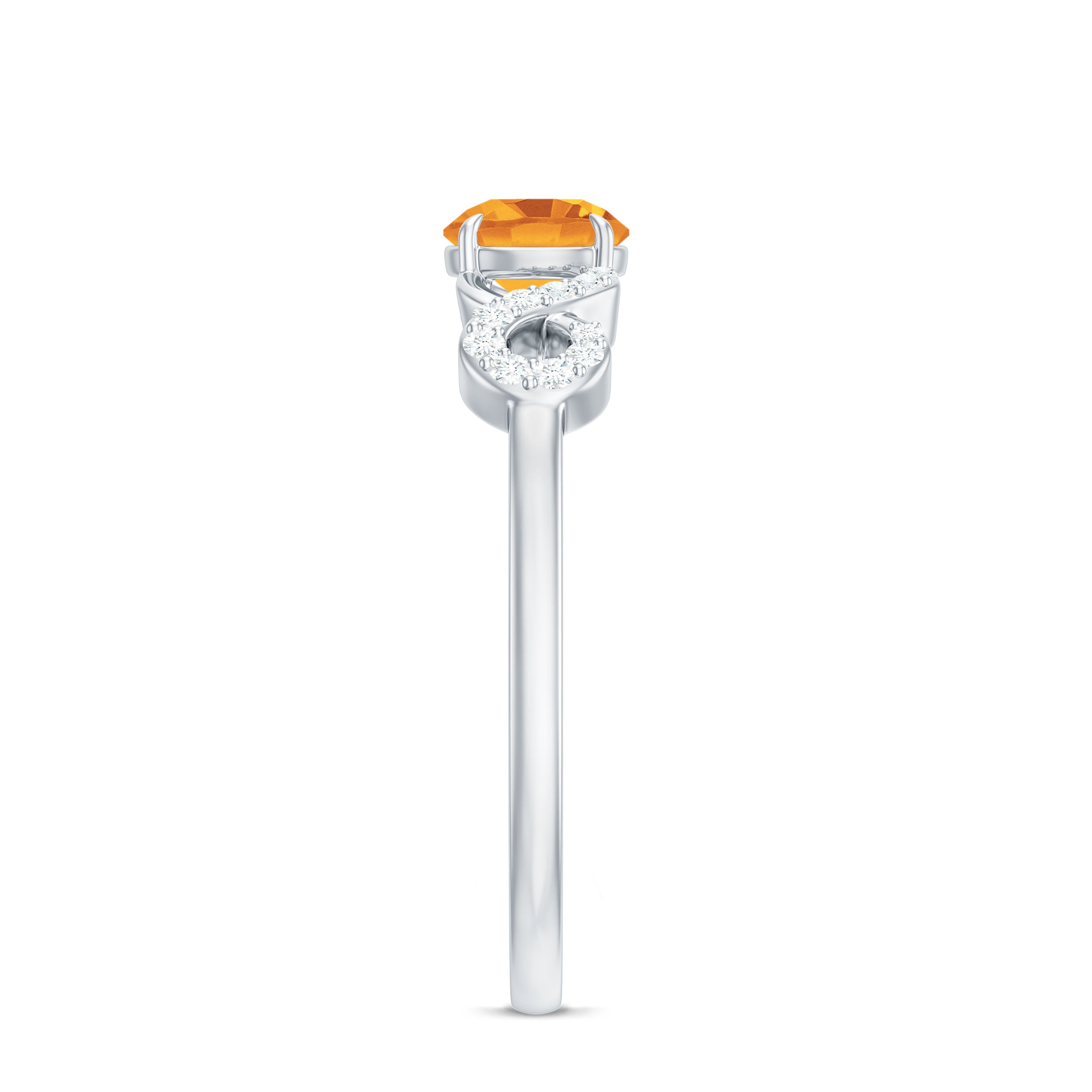 Certified Natural Citrine Infinity Promise Ring with Diamonds AAA - Rosec Jewels