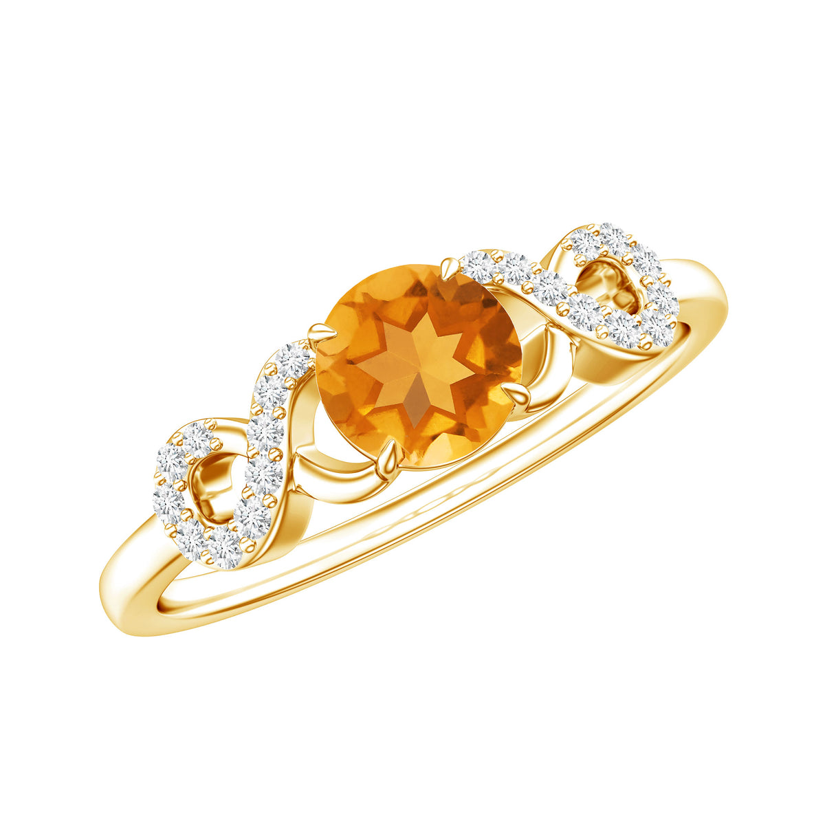 Certified Natural Citrine Infinity Promise Ring with Diamonds AAA - Rosec Jewels