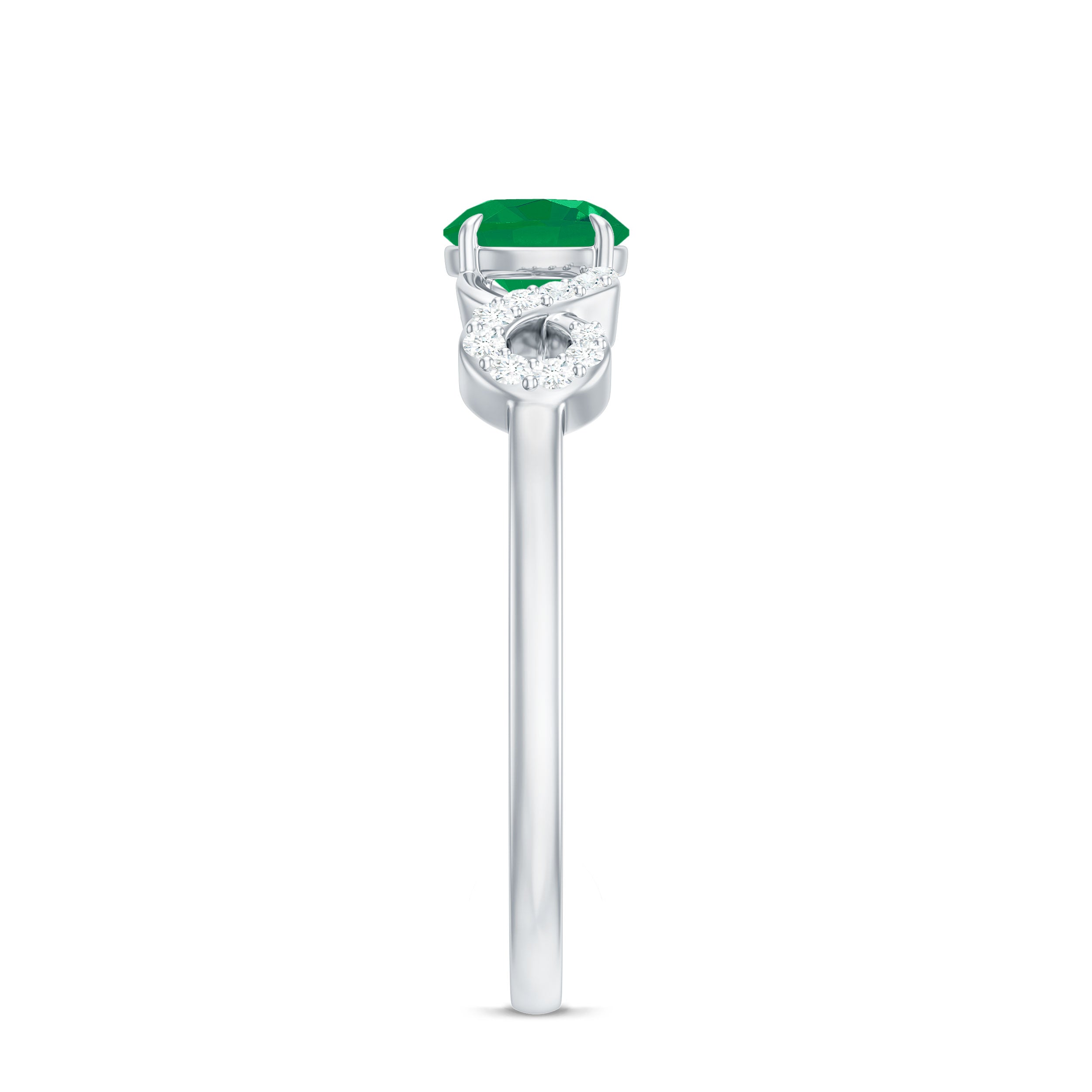 Rosec Jewels-Real Emerald Diamond Promise Engagement Ring with Criss Cross Shank