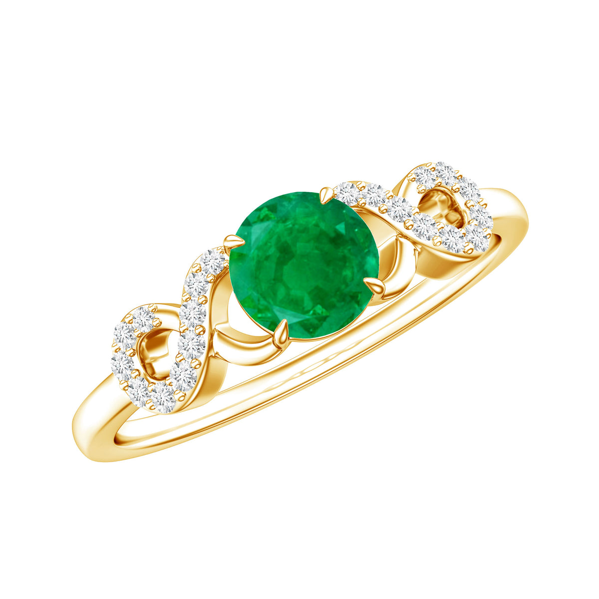 Real Emerald Diamond Promise Engagement Ring with Criss Cross Shank AAA - Rosec Jewels