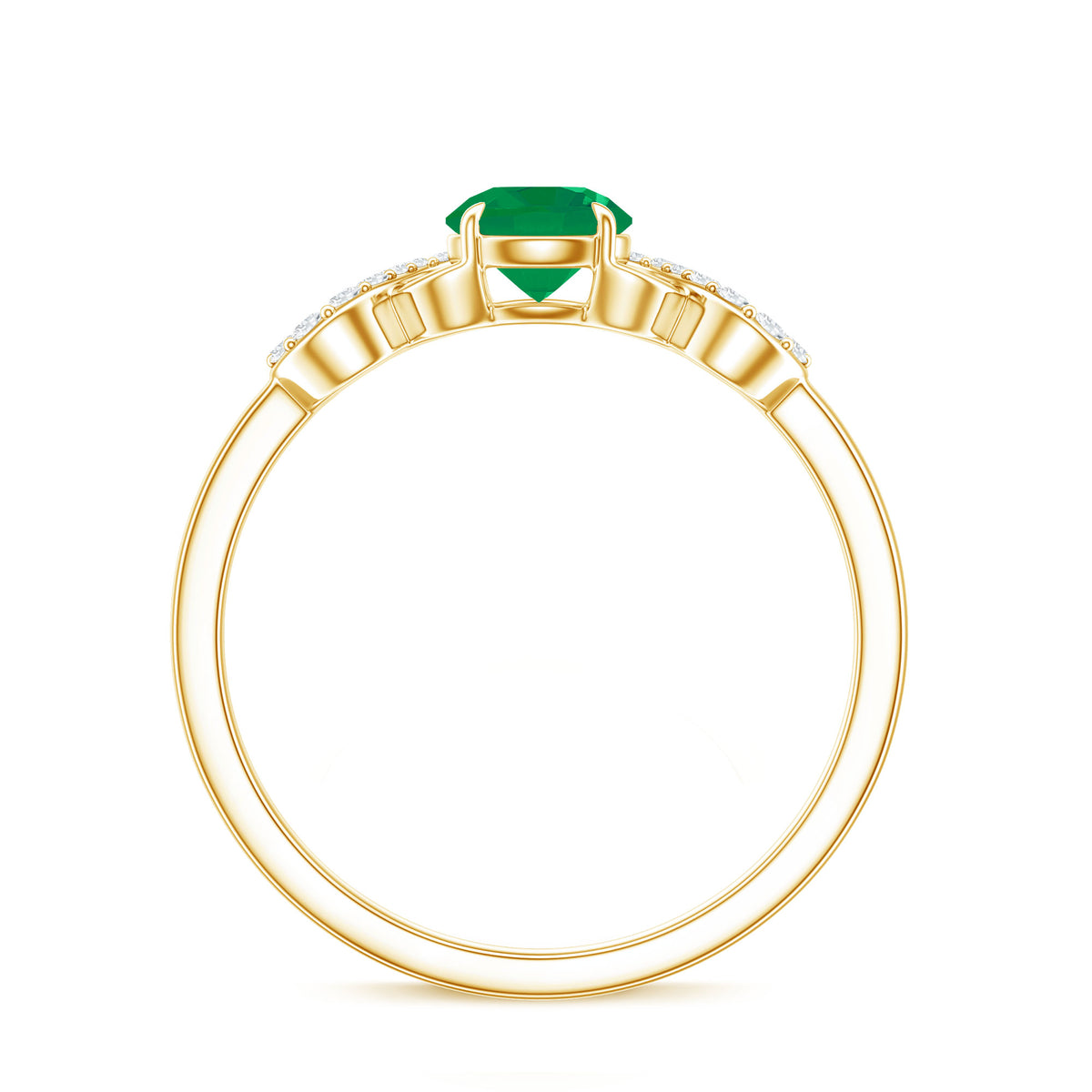 Real Emerald Diamond Promise Engagement Ring with Criss Cross Shank AAA - Rosec Jewels