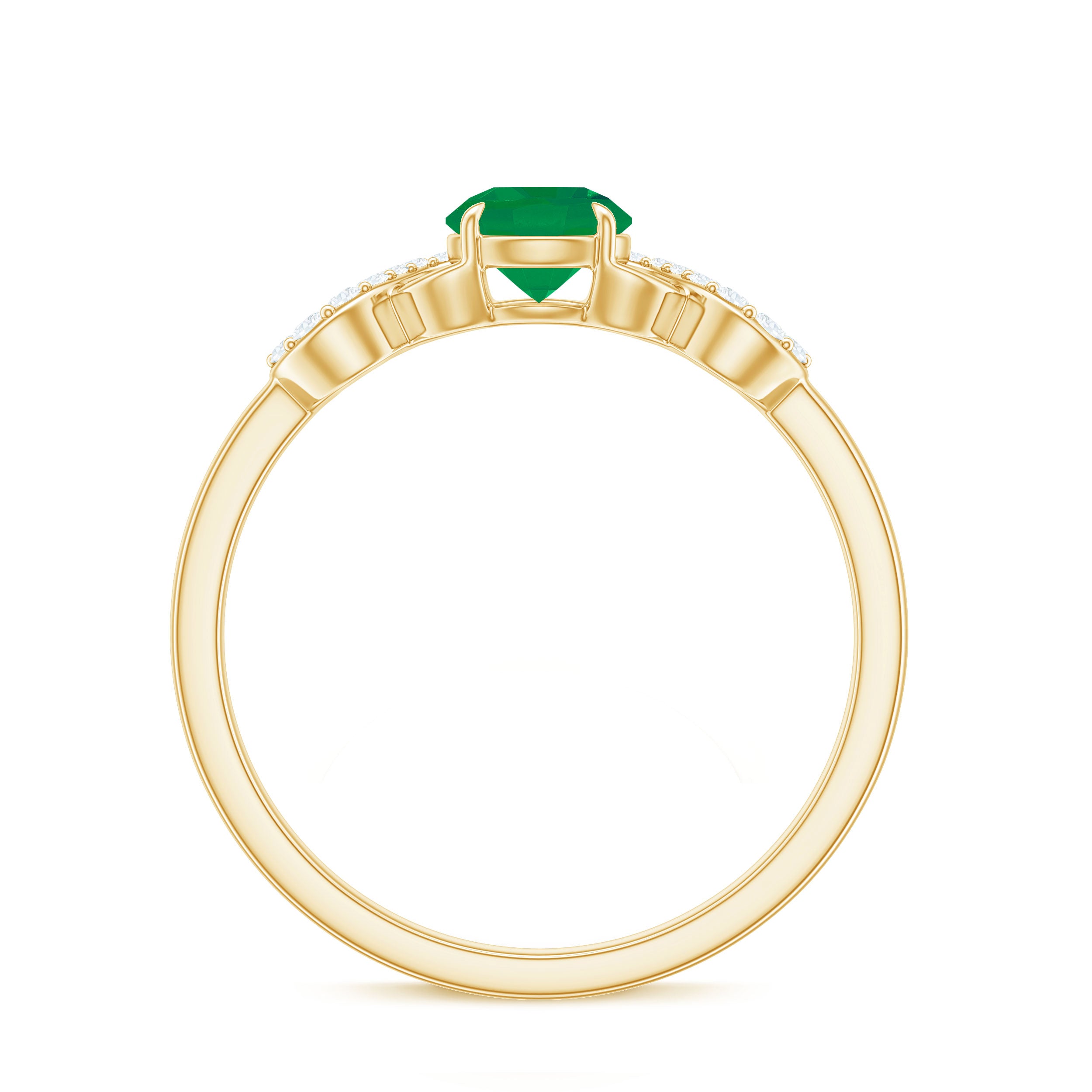 Rosec Jewels-Real Emerald Diamond Promise Engagement Ring with Criss Cross Shank