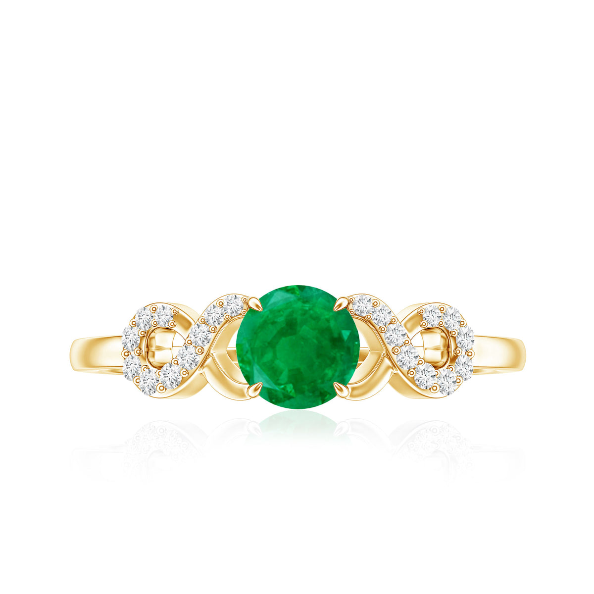 Real Emerald Diamond Promise Engagement Ring with Criss Cross Shank AAA - Rosec Jewels