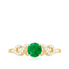 Rosec Jewels-Real Emerald Diamond Promise Engagement Ring with Criss Cross Shank
