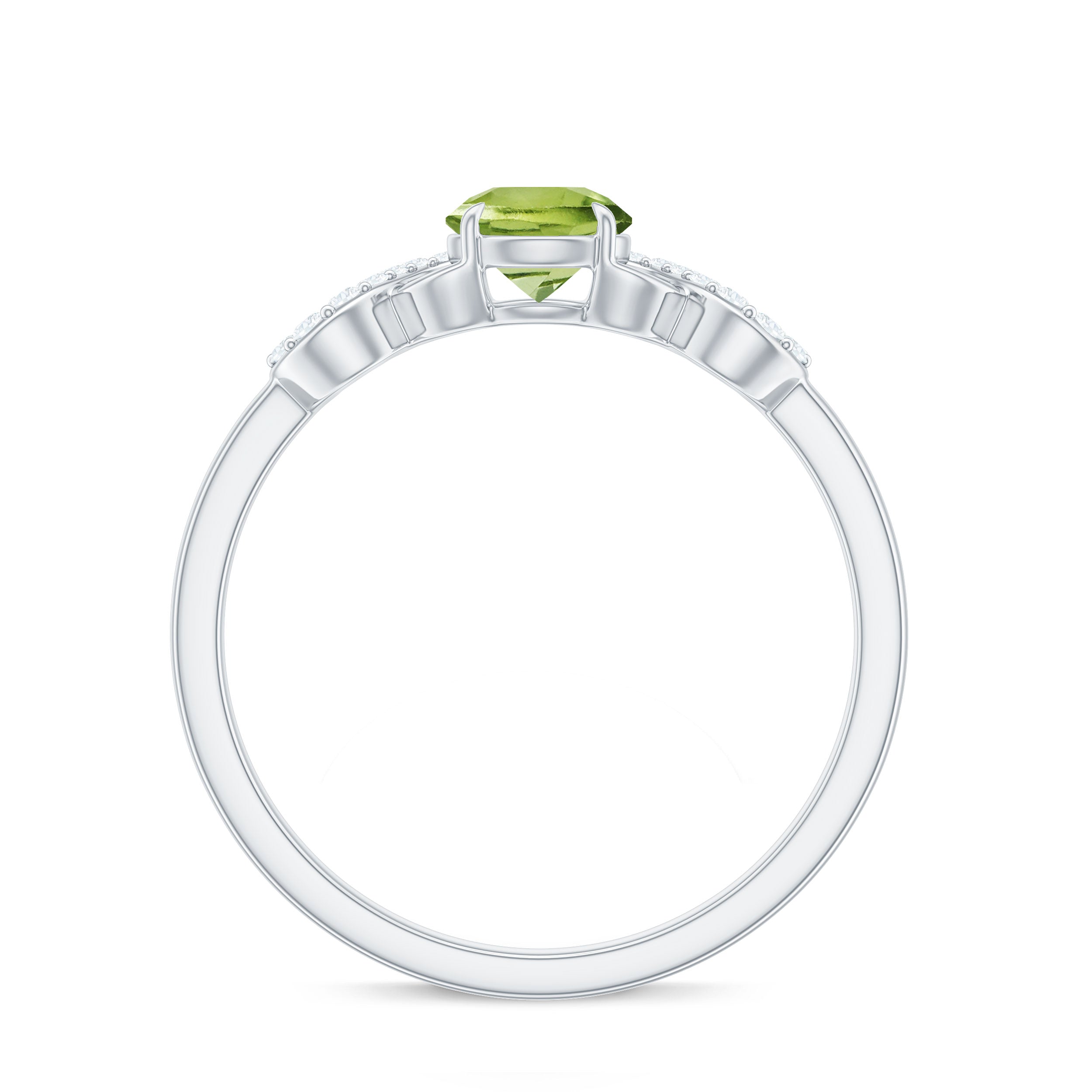 Rosec Jewels-Half Carat Peridot Promise Ring with Diamond Infinity Knot