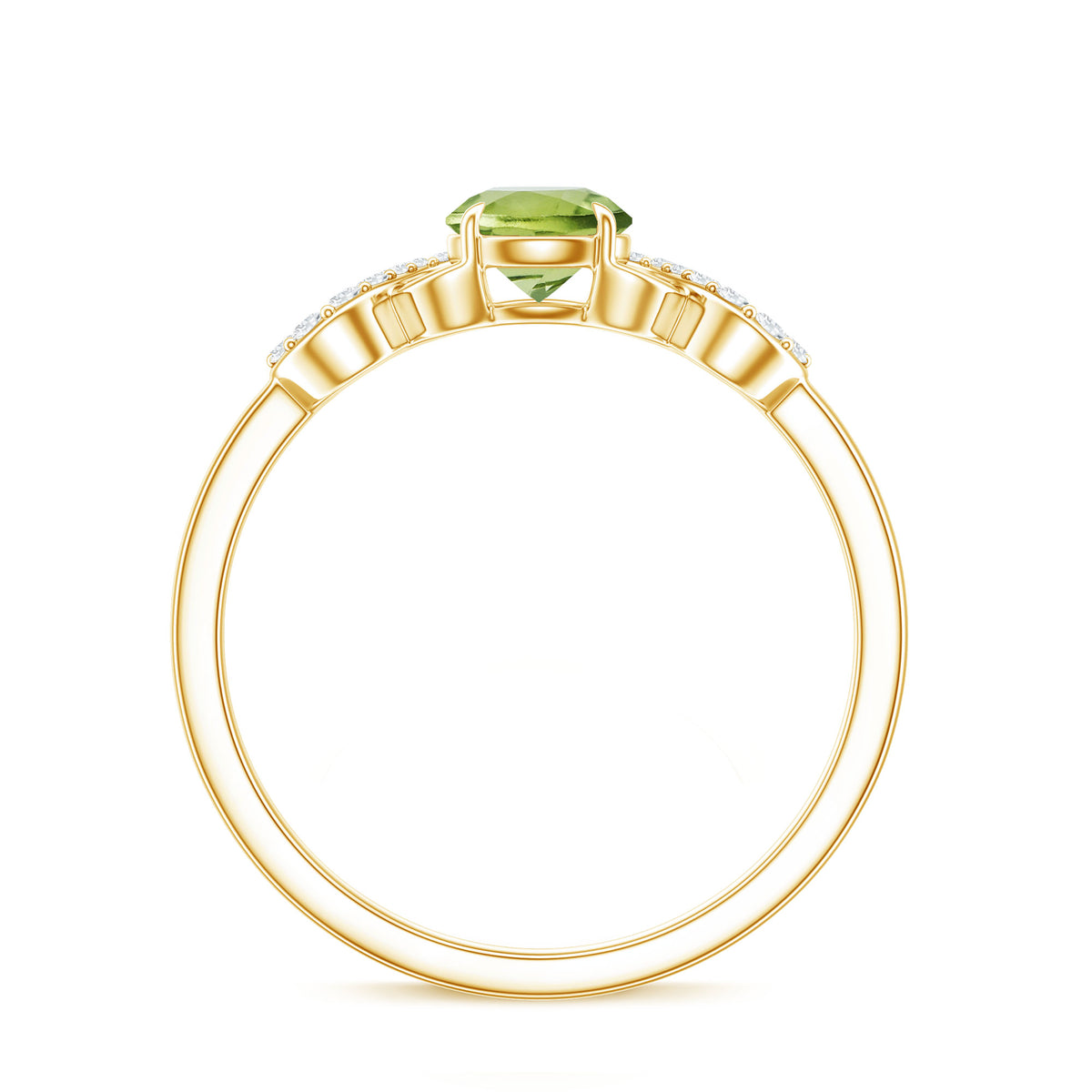 Half Carat Peridot Promise Ring with Diamond Infinity Knot AAA - Rosec Jewels