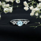Rosec Jewels-Round Shape Aquamarine and Diamond Infinity Engagement Ring