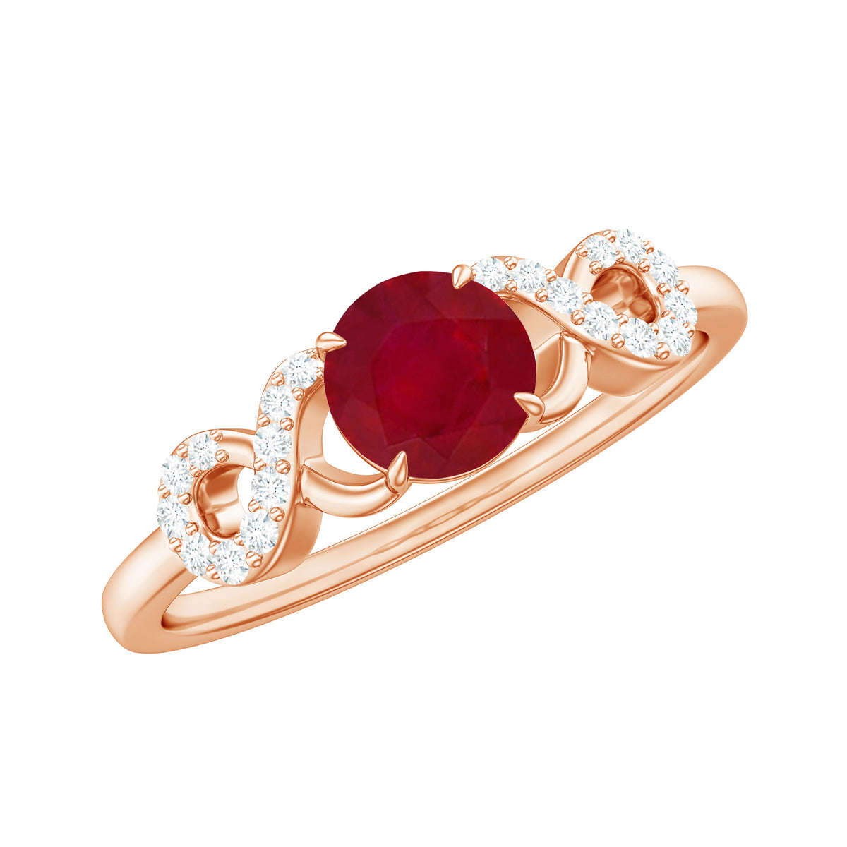 Criss Cross Promise Ring with Ruby and Diamond AAA - Rosec Jewels