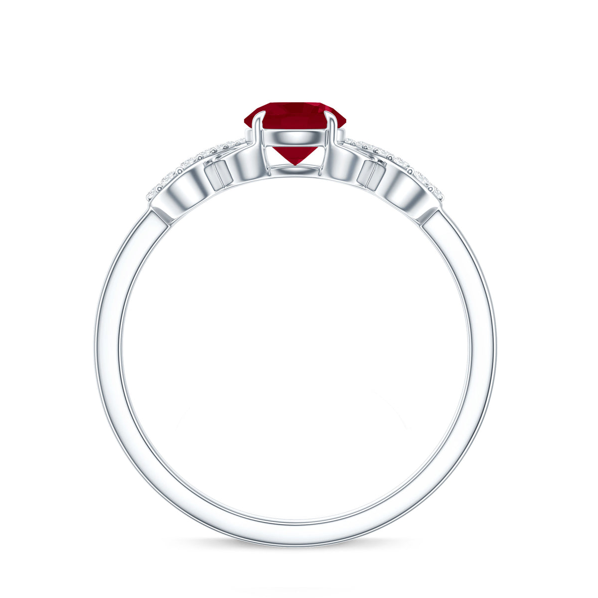 Criss Cross Promise Ring with Ruby and Diamond AAA - Rosec Jewels
