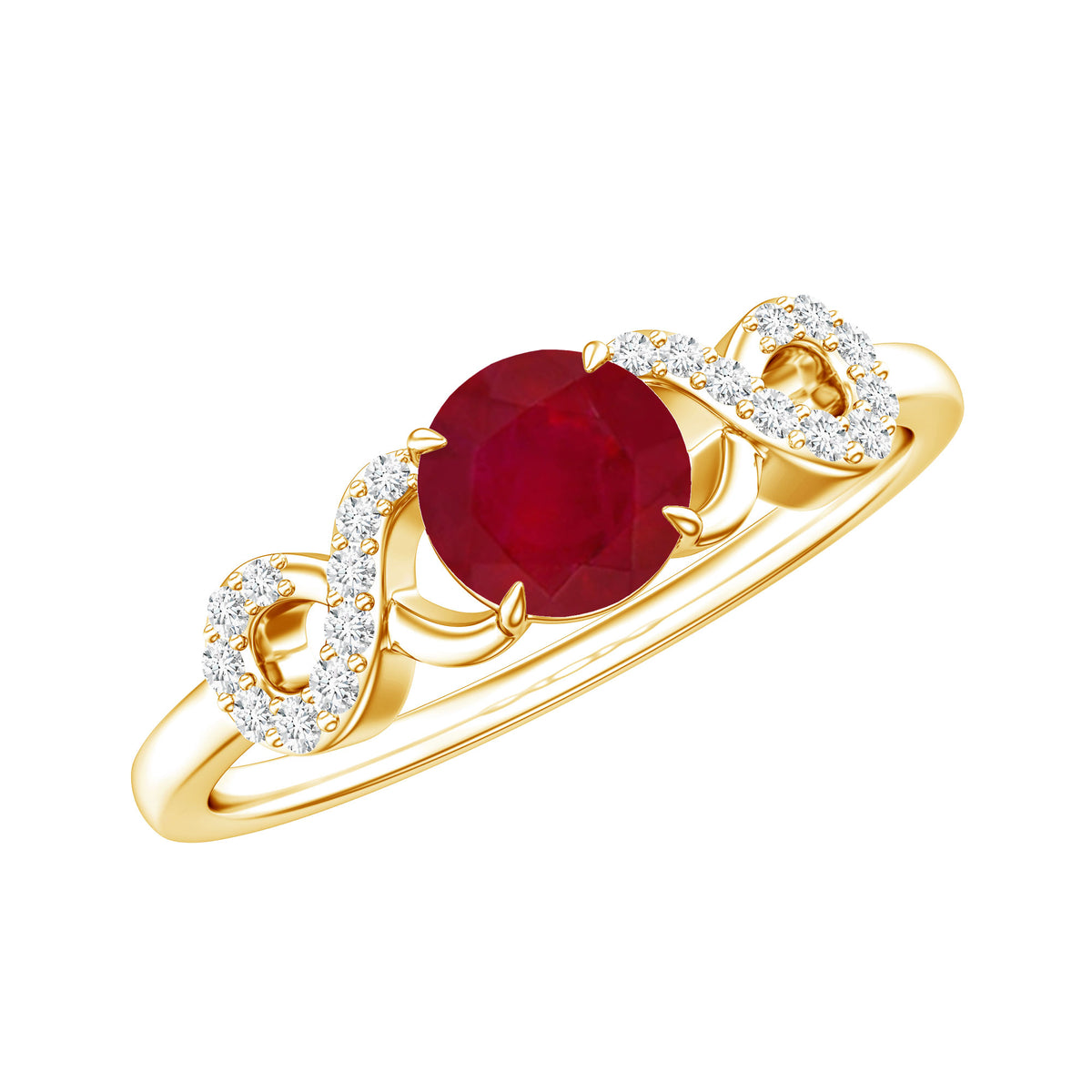 Criss Cross Promise Ring with Ruby and Diamond AAA - Rosec Jewels