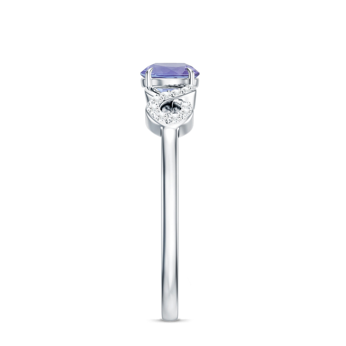 Natural Tanzanite Promise Ring with Diamond Infinity Knot AAA - Rosec Jewels