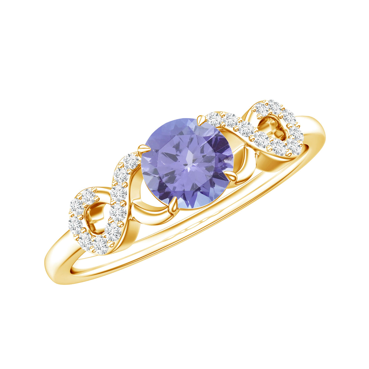 Natural Tanzanite Promise Ring with Diamond Infinity Knot AAA - Rosec Jewels