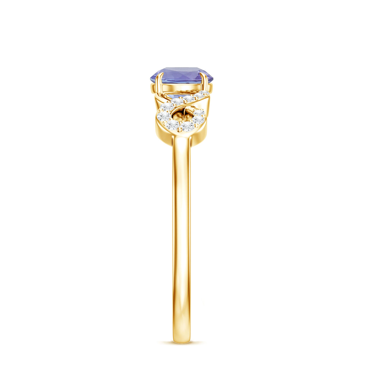 Natural Tanzanite Promise Ring with Diamond Infinity Knot AAA - Rosec Jewels