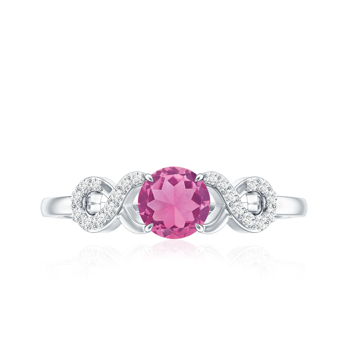 Solitaire Pink Tourmaline Infinity Promise Ring with Diamond AAA - Rosec Jewels