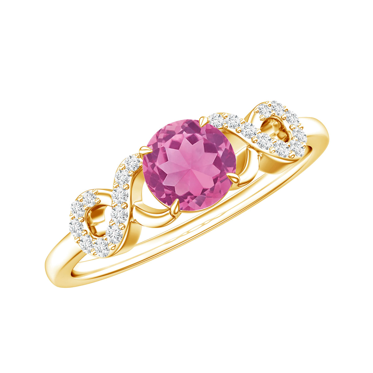 Solitaire Pink Tourmaline Infinity Promise Ring with Diamond AAA - Rosec Jewels