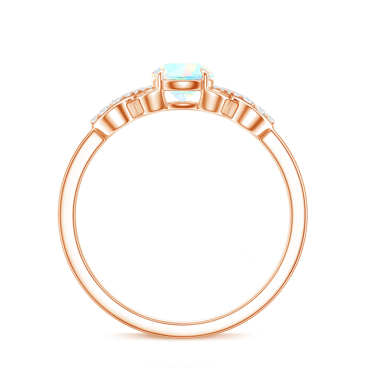 Certified Real Ethiopian Rainbow Opal Diamond Engagement Ring with Criss Cross Shank AAA - Rosec Jewels