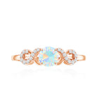Certified Real Ethiopian Rainbow Opal Diamond Engagement Ring with Criss Cross Shank AAA - Rosec Jewels
