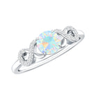 Certified Real Ethiopian Rainbow Opal Diamond Engagement Ring with Criss Cross Shank AAA - Rosec Jewels