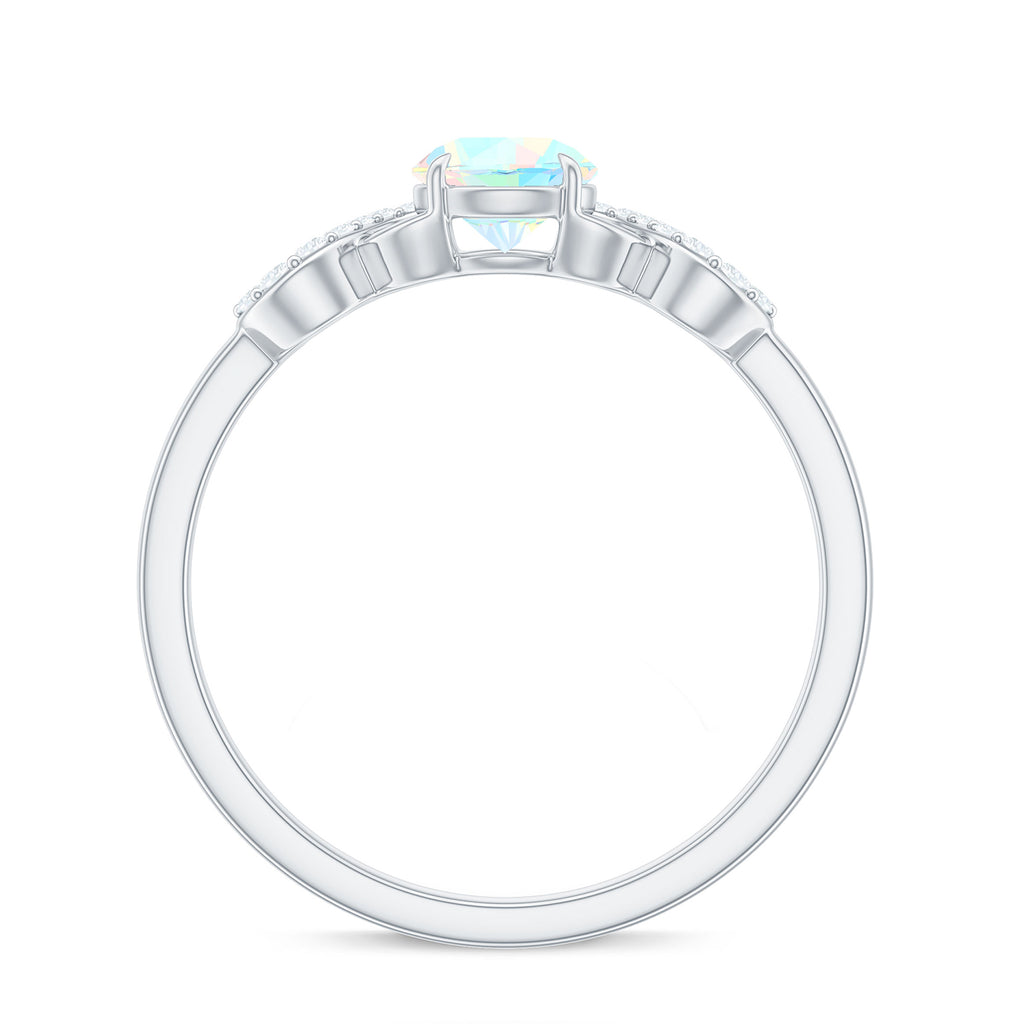 3/4 CT Round Ethiopian Opal Infinity Engagement Ring with Diamond Ethiopian Opal - ( AAA ) - Quality - Rosec Jewels
