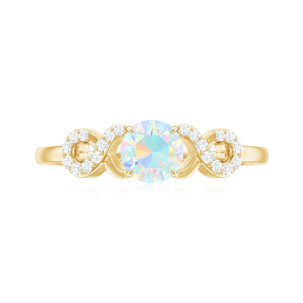 3/4 CT Round Ethiopian Opal Infinity Engagement Ring with Diamond Ethiopian Opal - ( AAA ) - Quality - Rosec Jewels