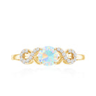 Certified Real Ethiopian Rainbow Opal Diamond Engagement Ring with Criss Cross Shank AAA - Rosec Jewels