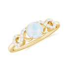 Rosec Jewels-3/4 CT Natural Moonstone Solitaire Ring with Criss Cross Diamond