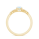 Rosec Jewels-3/4 CT Natural Moonstone Solitaire Ring with Criss Cross Diamond