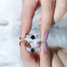 1/2 CT Black Onyx and Diamond Criss Cross Engagement Ring AAA - Rosec Jewels