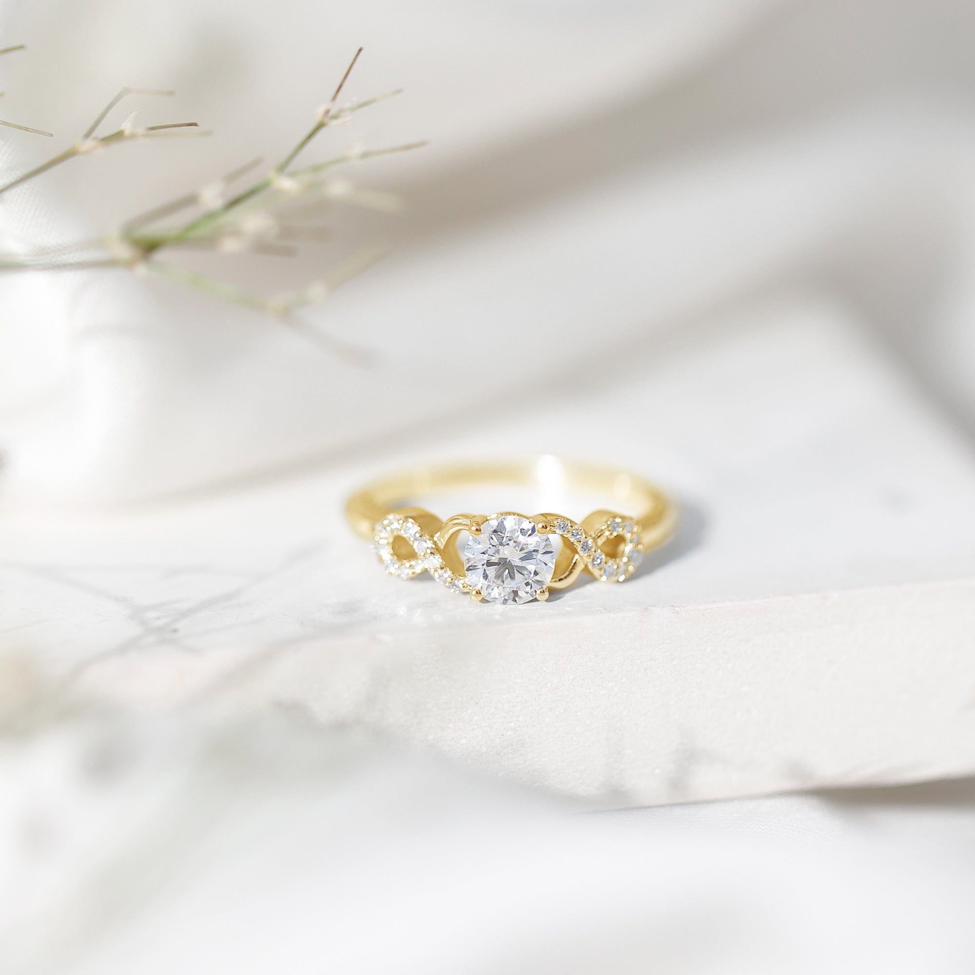 Certified Round Moissanite Infinity Promise Ring for Her D-VS1 - Rosec Jewels
