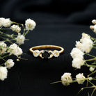 Rosec Jewels-Natural Black Spinel Promise Ring with Diamond Infinity Knot