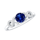 Certified 0.6 Carat Lab Grown Blue Sapphire Engagement Ring with Diamond Infinity Knot AAAA - Rosec Jewels