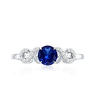 Certified 0.6 Carat Lab Grown Blue Sapphire Engagement Ring with Diamond Infinity Knot AAAA - Rosec Jewels