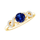 Certified 0.6 Carat Lab Grown Blue Sapphire Engagement Ring with Diamond Infinity Knot AAAA - Rosec Jewels
