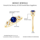 Certified 0.6 Carat Lab Grown Blue Sapphire Engagement Ring with Diamond Infinity Knot AAAA - Rosec Jewels