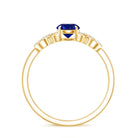 Certified 0.6 Carat Lab Grown Blue Sapphire Engagement Ring with Diamond Infinity Knot AAAA - Rosec Jewels