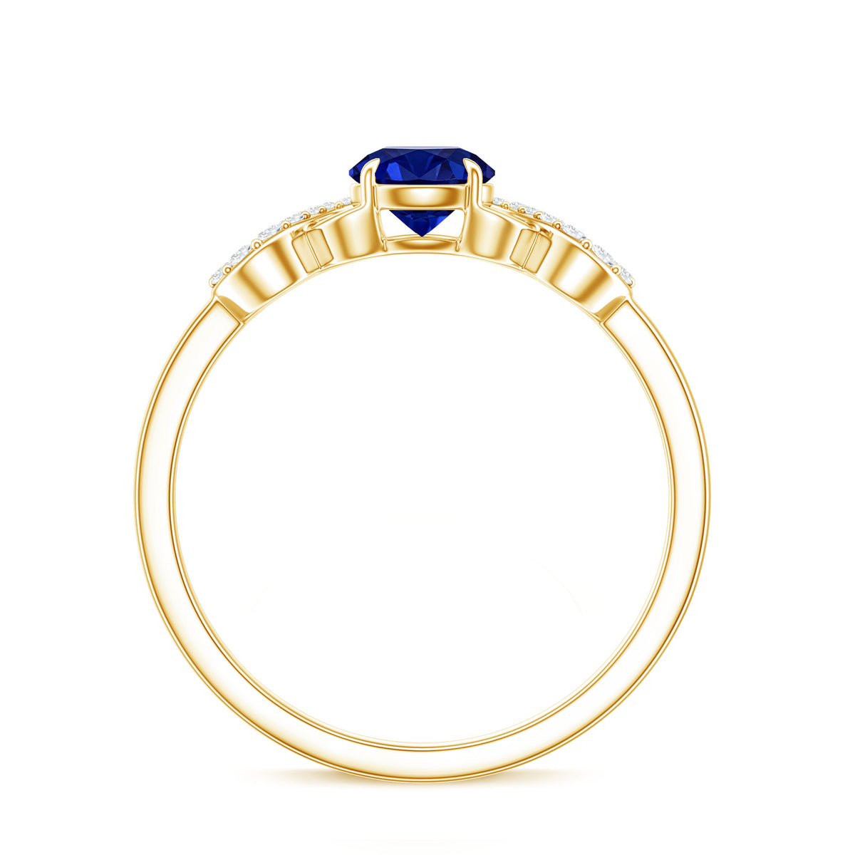 Certified 0.6 Carat Lab Grown Blue Sapphire Engagement Ring with Diamond Infinity Knot AAAA - Rosec Jewels
